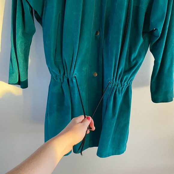 Spring Vintage 80s Turquoise Suede Jacket - S-L - Picture 6 of 8